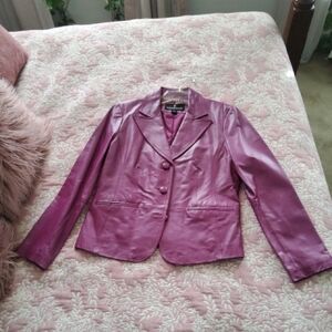Collection Women’s Magenta Leather Blazer Large